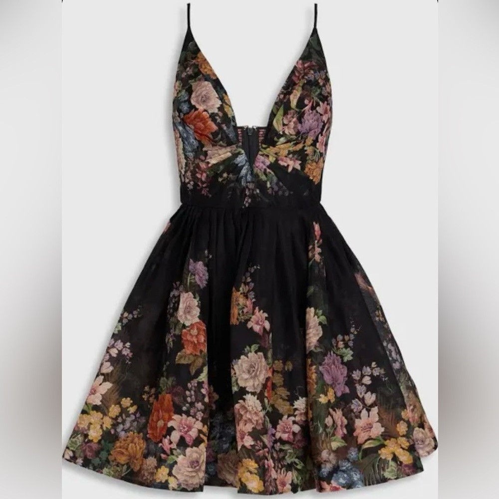Zimmermann Floral Black Mini Dress